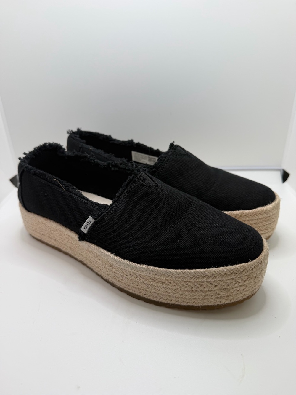 Toms Black Platform Espadrille Slip-Ons
